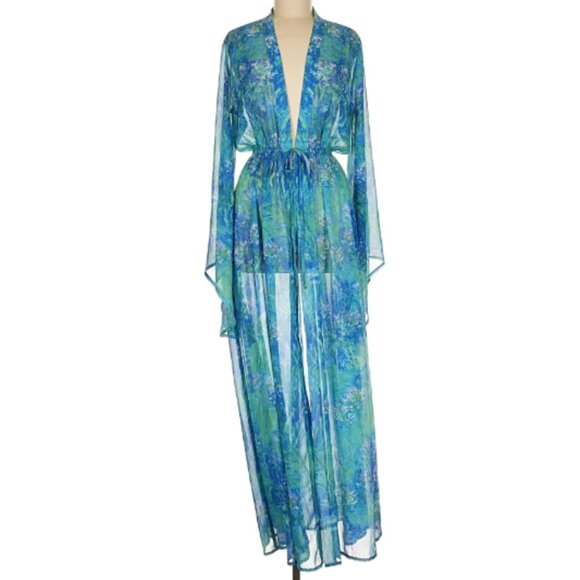 NWOT Blackmilk Monet Agapanthus Sheer Maxi Robe ~ LIMITED Size AU8 US4 - Picture 5 of 16